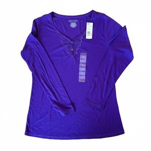 Ellen Tracy Vivid Purple Long Sleeve Top